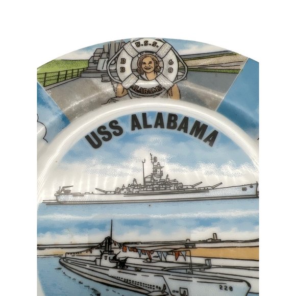 Vintage USS Alabama USS Drum Collectible Plate Arrow Jersey City Made in Japan - Picture 4 of 8